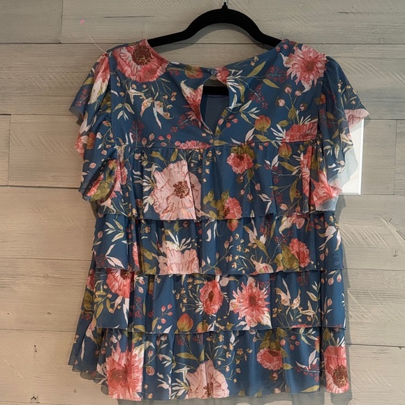 LC Lauren Conrad Floral Layered Blouse - Blue and Pink - Picture 3 of 6